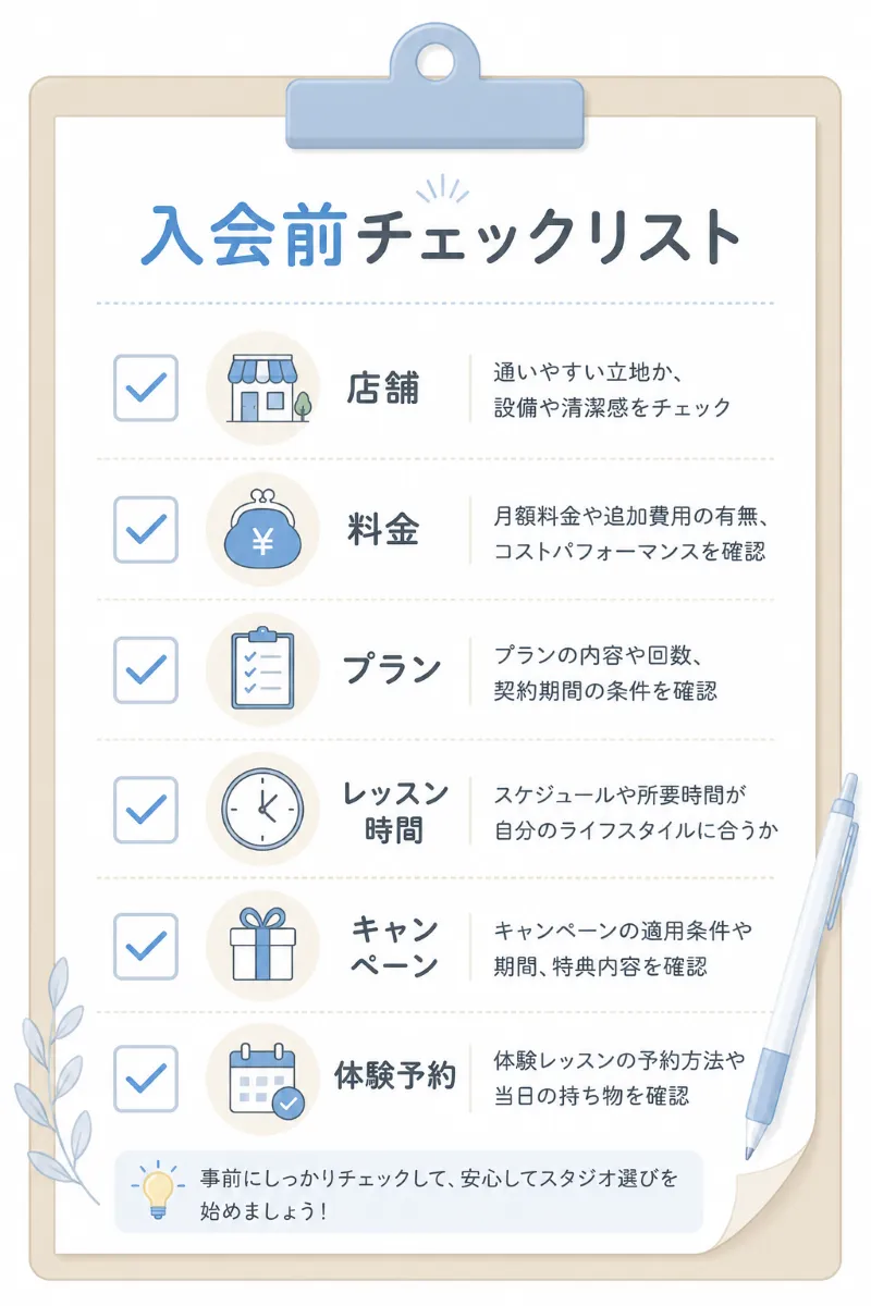 入会前チェックリスト