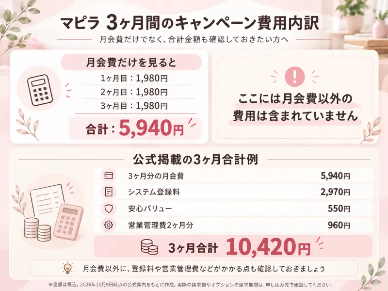 マピラの3ヶ月間のキャンペーン費用内訳